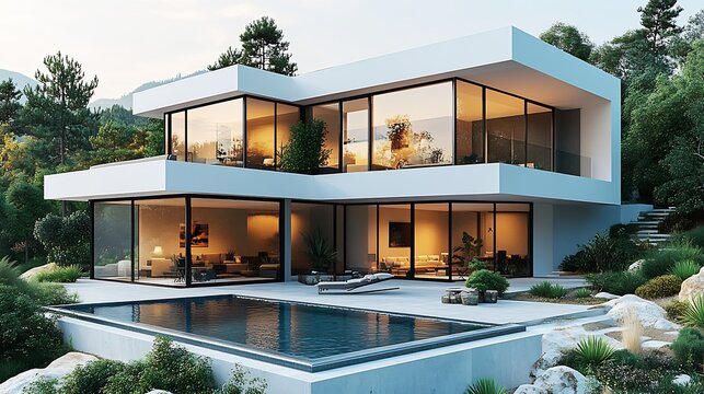 Professional flyer mockup promoting a real estate open house event with customizable property images and details isolated on a transparent background