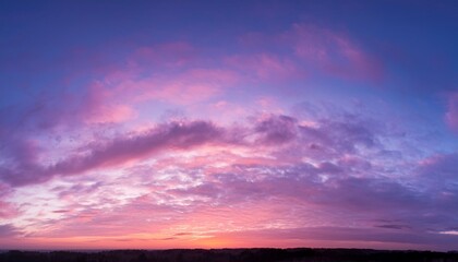 Sky With Clouds. Panoramic Sky, View Of A Pink And Purple Sky At Sunset. Sky Panorama Background Benner, Baliho, Header And web Banner. 