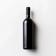 Wine Bottle, Isolated white background, flat lay 