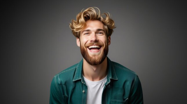 Man laughing. Happy smiling young beauty man laughing. Cheerful man laugh guy. Portrait Of Young Handsome Man Smiling. Closeup face of smiling casual guy. Happy male model.