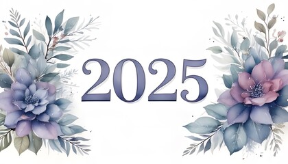Happy New Year 2025 Celebration Greeting Card Design with Watercolor style