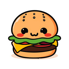 burgarA lovely cute hand-drawn burger illustration cartoon 