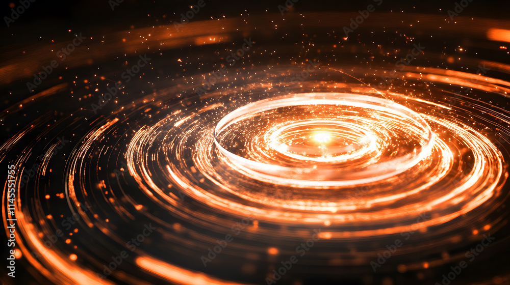 Poster a swirling pattern of glowing orange light creates a mesmerizing effect, resembling cosmic energy or