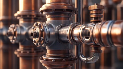 High Resolution Close-Up of Professional Plumbing Fixtures and Components