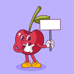 Cherry mascot cartoon hand drawn illustration