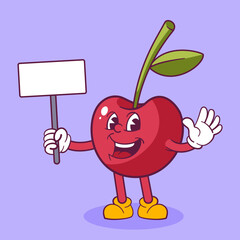 Cherry mascot cartoon hand drawn illustration