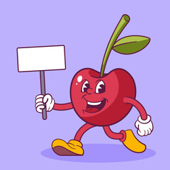 Cherry mascot cartoon hand drawn illustration