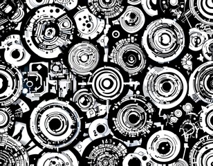 Abstract Black and White Circular Pattern wallpaper