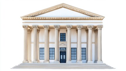 Fototapeta premium Classical Greek Temple Columns Building Facade | Architectural rend...