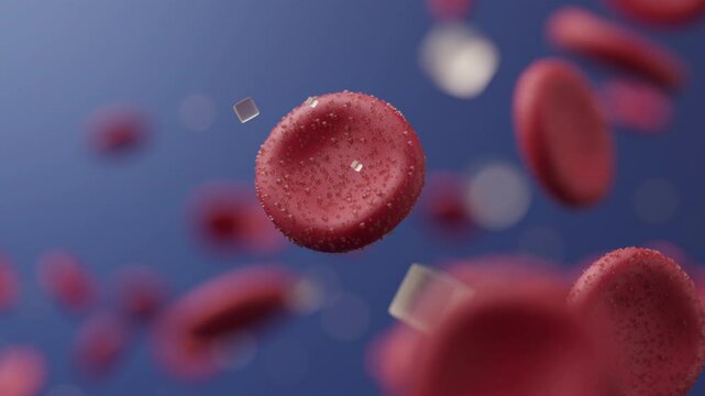 Diabetes or fasting blood sugar concept with sugar cubes in bloodstream