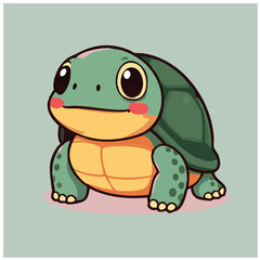 A cute adorable lovely sea turtle cartoon illustration