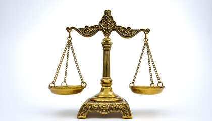 World Day of Social Justice, An isolated vintage gold balance scale, symbolizing law and justice