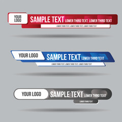 Lower third white and colorful design template modern contemporary. Set of banners bar screen broadcast bar name. Collection of lower third for video editing on transparent background.