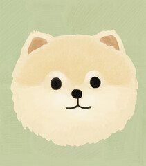 Cute puppy face illustration with oil pastel texture