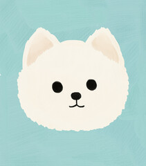 Cute puppy face illustration with oil pastel texture
