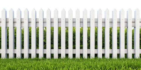 Long White Wooden Fence, Parallel Plank, New Fence Design, Clean White Background, Rural Fence, Farmhouse Fence,  White Picket Fence,  Countryside Fence