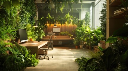 Serene Indoor Oasis: A Biophilic Office Design