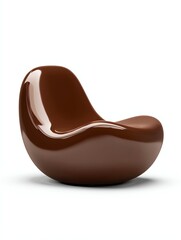 Fototapeta premium A sleek, modern brown chair with a smooth, curvy design, perfect for contemporary interiors.