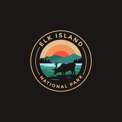 Elk Island National Park vector logo theme on dark background
