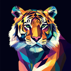 Colorful Low Poly Tiger Vector illustration on isolated background
