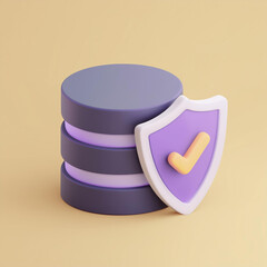 Secure data storage with protective shield symbolizing safety and trust
