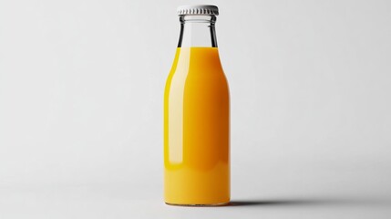 Fototapeta premium Mockup of an orange juice glass container, front view, isolated on a white pineapple juice bottle.