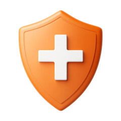 Obraz premium First aid cross icon on orange shield design