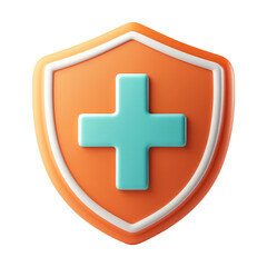 Obraz premium First aid icon on orange shield graphic design digital
