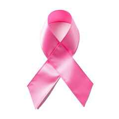 Elegant pink ribbon with bow on white background symbolizing Breast Cancer Awareness