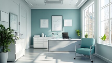 Serene Modern Office Design: A Minimalist Workspace with Natural Light