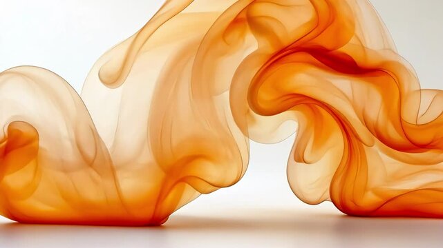 A vibrant, translucent orange watercolor stain that spreads across the paper in a fluid and unpredictable pattern, creating an eye catching contrast against the white background.