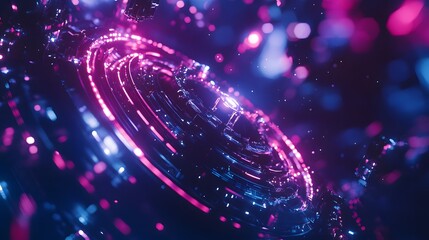 Obraz premium Dynamic neon spiral digital realm abstract art high-contrast environment futuristic viewpoint visual exploration