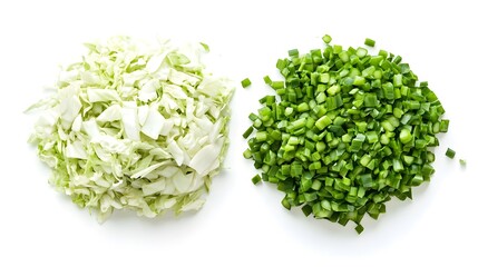 Chopped Beans Chopped cabbage isolated in white background