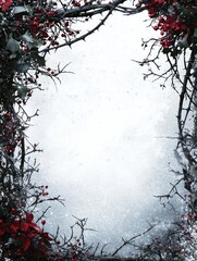 Dark Fantasy Christmas Border Frame with Holly and Berries, Ideal for Seasonal Greeting Cards, Festive Designs, and Holiday Decor