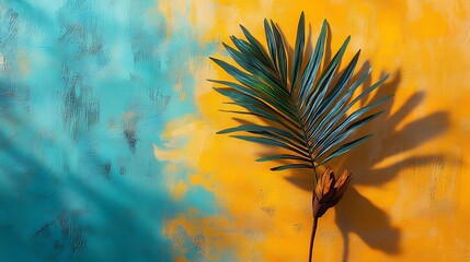Obraz premium Tropical Leaf and Flower on Textured Background