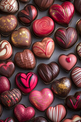 Obraz premium Gourmet Valentine's Day Chocolate: Elegant and Passionate Artisan Treats Display