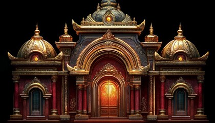 Obraz premium Ornate Golden Temple Entrance Majestic Architecture