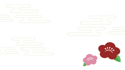 霞文様付きワンポイント梅のシンプル枠