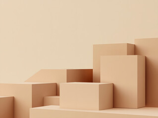 Fototapeta premium Arrangement of Beige Cubes on Beige Background