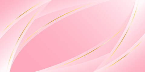 Abstract pink luxury curved background with gold lines. Elegant modern wallpapers. Template banner background for beauty products, sales, ads, events, web and pages