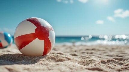 Beach Ball on Sunny Shore