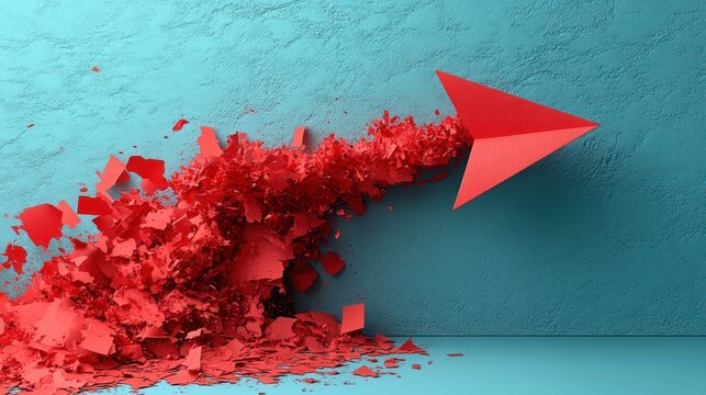 Red arrow bursting through a textured background.