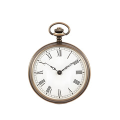 Vintage pocket watch on a white background, showcasing timeless elegance and classic design, perfect for collectors, vintage enthusiasts, and projects focusing on history, nostalgia, and refined craft