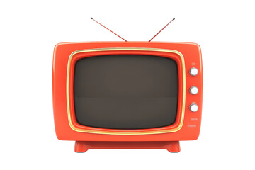 Vintage tv on retro table isolated