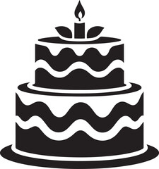 Two Tier Cake Silhouette Illustration Celebration Pastry Vector Design