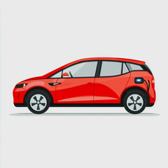 Naklejka premium Red Electric Car Icon on White Background Modern Design Clean Energy Vehicle Concept Urban Transportation