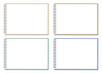 スケッチブックの4色セットです。コピースペースには、文字やイラストなど、自由に配置できます。