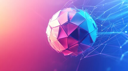 Abstract Geometric Sphere in Vibrant Pink and Blue Hues