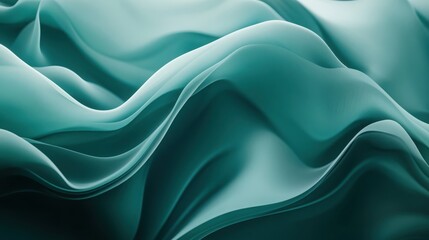 Obraz premium Abstract Teal Fabric Waves Flowing Softly