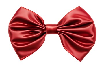 Red Satin Ribbon Bow: Elegant Draped Fabric, Shiny Texture, Festive Decoration, Gift Wrapping, Holiday Design, Smooth Curves, Rich Color, 